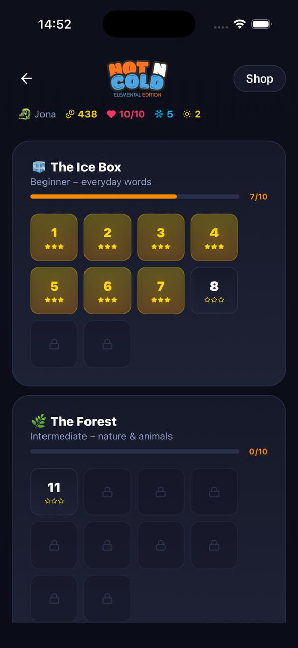 Hot n Cold Spielscreen